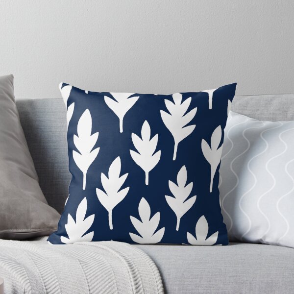 Item preview, White leaves on a dark blue background designed and sold by Alex  Blud.