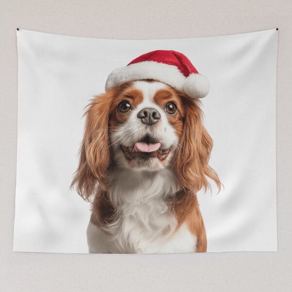 Item preview, Cute English Toy Spaniel Christmas Art — English Toy Spaniel Wearing Santa Hat designed and sold by LazyOwlStore.