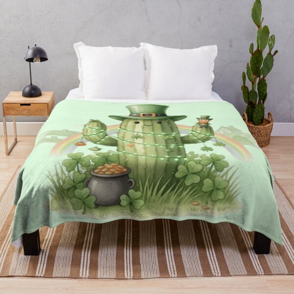 Item preview, Lucky St. Patrick's Day Cactus - Leprechaun & Shamrocks designed and sold by Syrupulse.