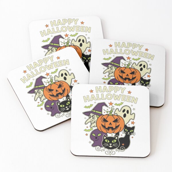 Item preview, Happy Halloween Vintage Die Cut Faces Classic Retro Poster designed and sold by Cellara91.