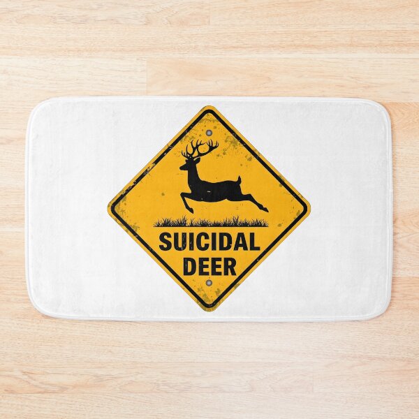 Item preview, Suicidal Deer Funny Warning Sign designed and sold by xMErCUrY03x.