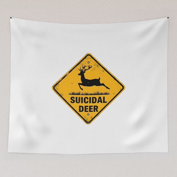 Item preview, Suicidal Deer Funny Warning Sign designed and sold by xMErCUrY03x.