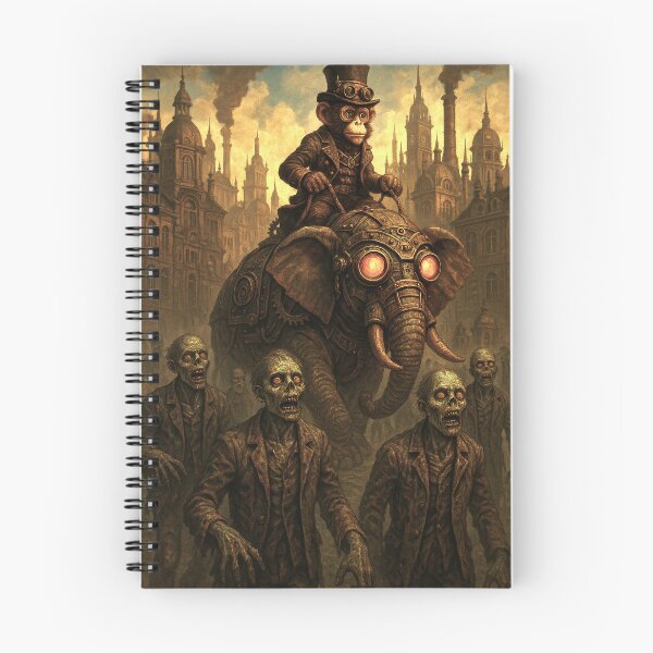Item preview, MONKEY RIDING AN ELEPHANT WITH ZOMBIES BIZARRO GIFT designed and sold by Thomas Hill Art.