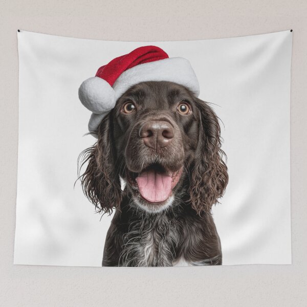 Item preview, Cute Field Spaniel Christmas Art — Field Spaniel Wearing Santa Hat designed and sold by LazyOwlStore.