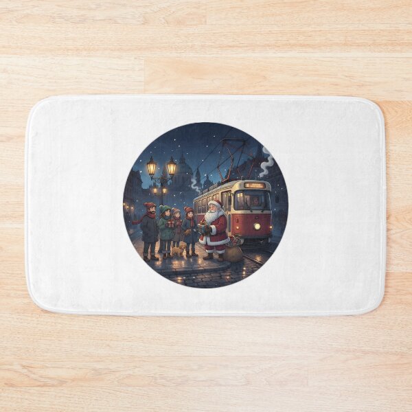 Item preview, Santa Gifts at Prague Tram Stop – Blue Hour Scene designed and sold by FixwellStudio.