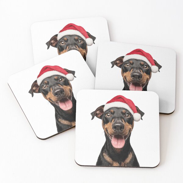Item preview, Cute German Pinscher Christmas Art — German Pinscher Wearing Santa Hat designed and sold by LazyOwlStore.