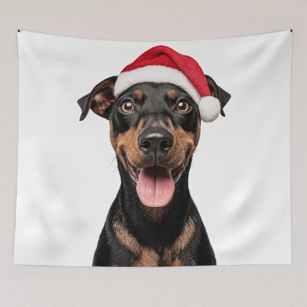 Item preview, Cute German Pinscher Christmas Art — German Pinscher Wearing Santa Hat designed and sold by LazyOwlStore.