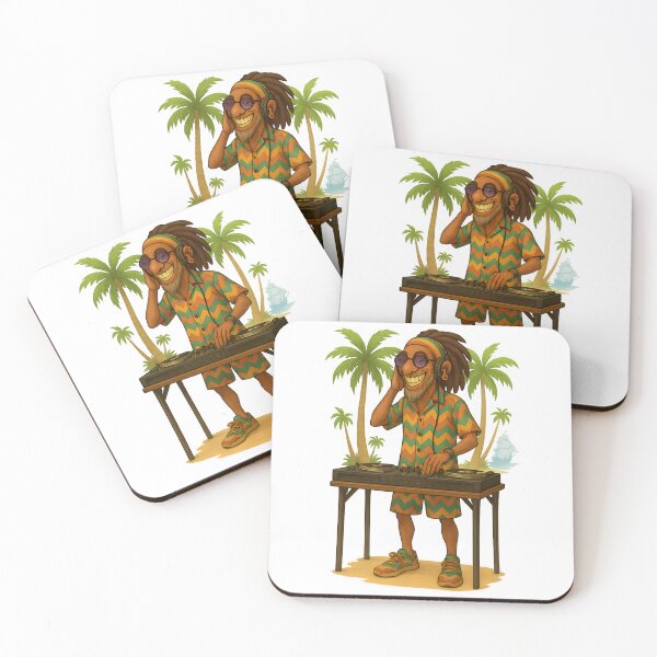 Item preview, Rasta Beach DJ – Colorful Reggae Vibes designed and sold by Les-Ink-Studio.