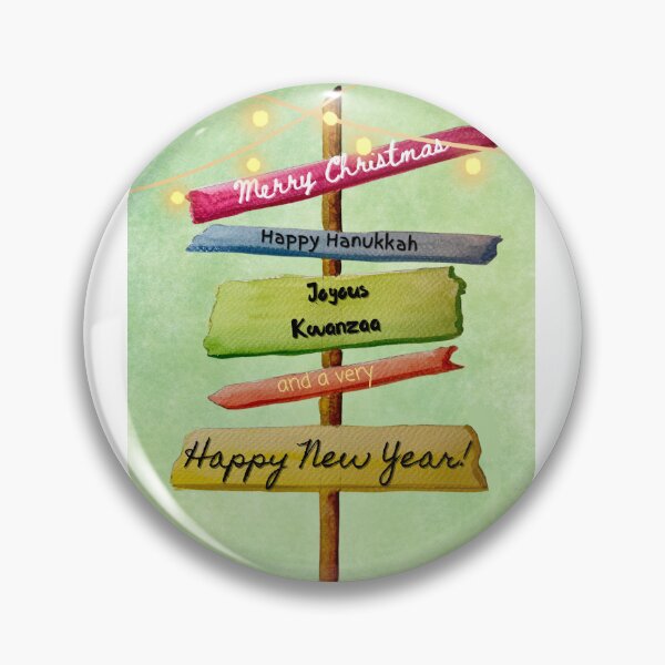 Item preview, Watercolor Signpost Design for Christmas, Hanukkah, Kwanzaa & New Year – Original Art by The Baroque Brush designed and sold by The Baroque Brush.