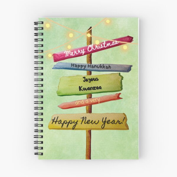 Item preview, Watercolor Signpost Design for Christmas, Hanukkah, Kwanzaa & New Year – Original Art by The Baroque Brush designed and sold by The Baroque Brush.