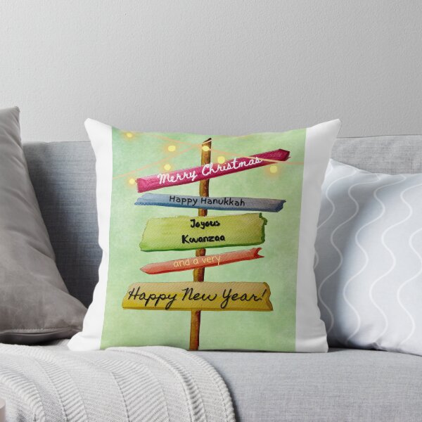 Item preview, Watercolor Signpost Design for Christmas, Hanukkah, Kwanzaa & New Year – Original Art by The Baroque Brush designed and sold by The Baroque Brush.