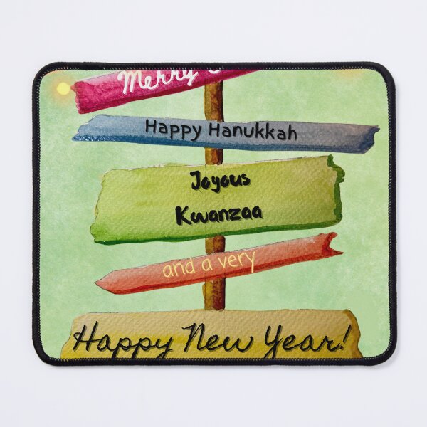 Item preview, Watercolor Signpost Design for Christmas, Hanukkah, Kwanzaa & New Year – Original Art by The Baroque Brush designed and sold by The Baroque Brush.
