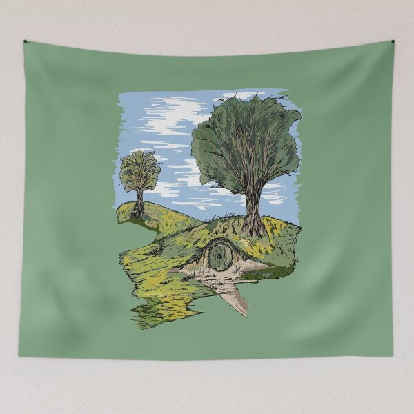 Item preview, The Shire Bag End Drawing Green designed and sold by Jamie Collins.