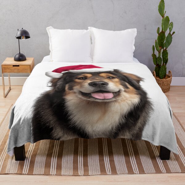 Item preview, Cute Tibetan Mastiff Christmas Art — Tibetan Mastiff Wearing Santa Hat designed and sold by LazyOwlStore.