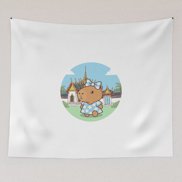 Item preview, Cute Capybara Visiting Thai Temple designed and sold by holywarter.