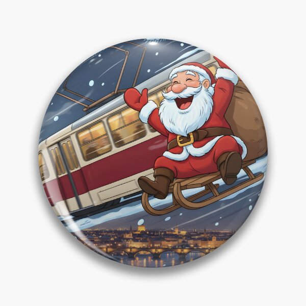 Artikelvorschau, Schlittenfahren des Weihnachtsmanns mit der Prager Straßenbahn – Letná-Nachtszene entworfen und verkauft von FixwellStudio.