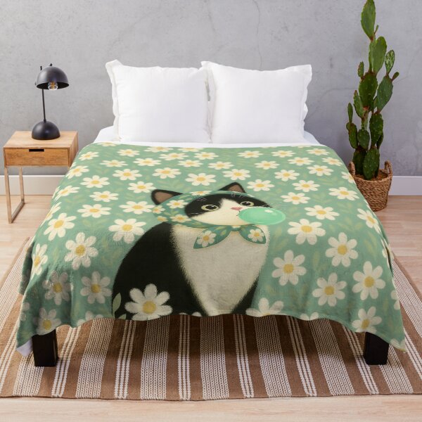 Item preview, Cute Daisy Cat with Bubblegum – Kawaii Floral Art designed and sold by BeebooDesign.