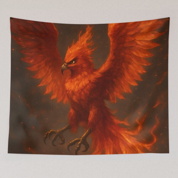 Item preview, Fiery Phoenix Digital Painting Mythical Bird designed and sold by PandaTShirtShop.