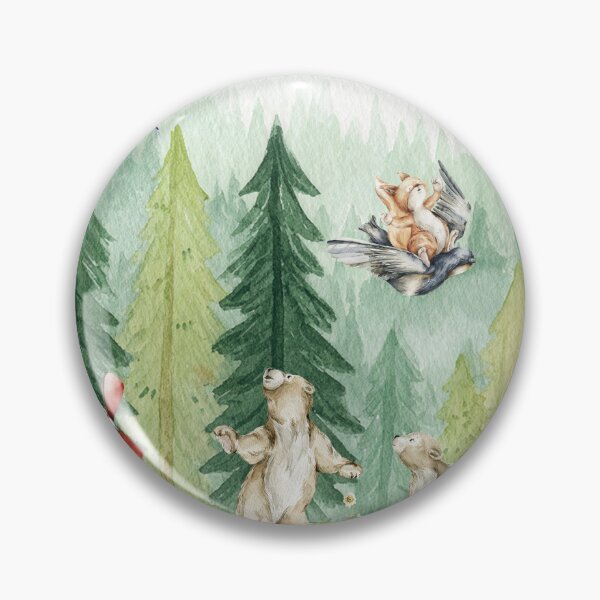 Item preview, Forest Rabbits Bears Birds Airplane Squirrels Playtime Green Woods designed and sold by UtArt.