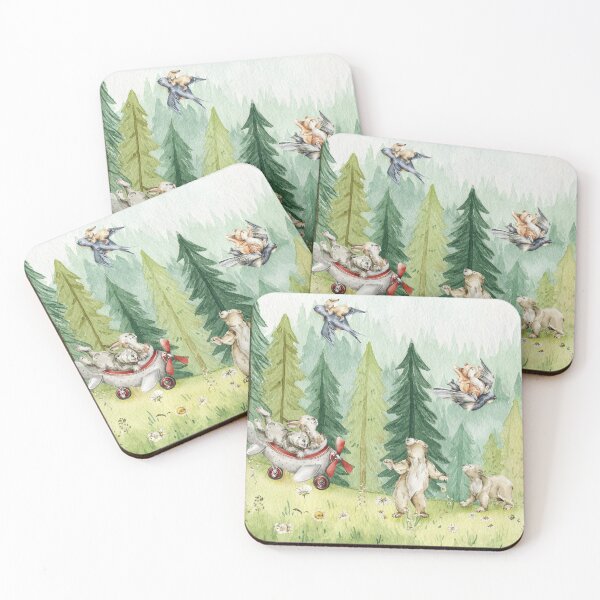 Item preview, Forest Rabbits Bears Birds Airplane Squirrels Playtime Green Woods designed and sold by UtArt.