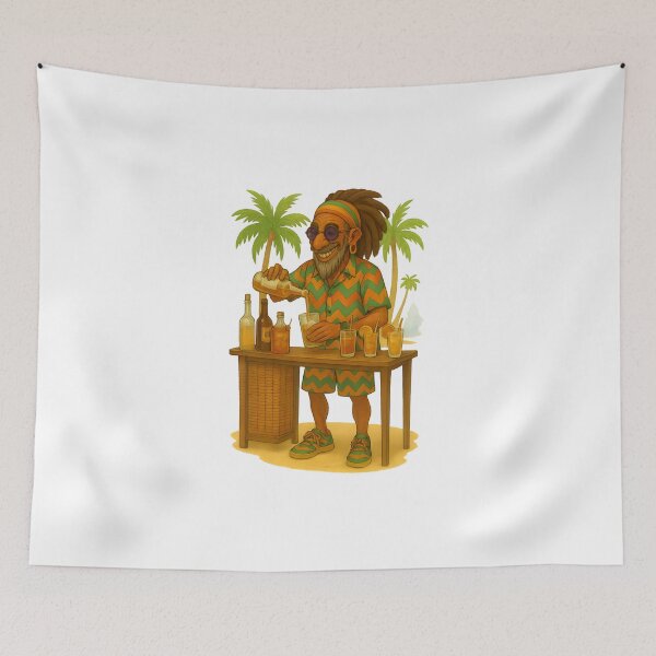 Item preview, Rasta Beach Bartender – Tropical Cocktail Vibes designed and sold by Les-Ink-Studio.