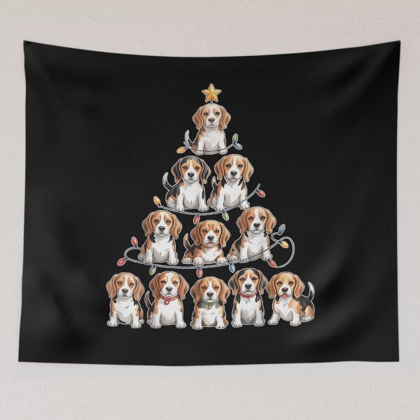 Item preview, Cute Beagle Puppy Christmas Tree, Funny Dog Lover Holiday Lights Art Design designed and sold by DuneHaicna.