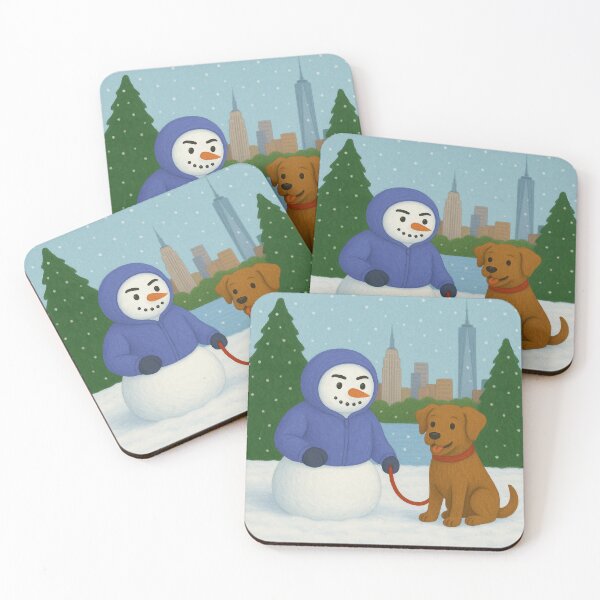 Item preview, Snowman and dog in New York designed and sold by Polky Art.