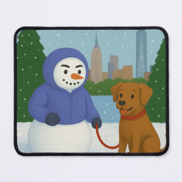 Item preview, Snowman and dog in New York designed and sold by Polky Art.