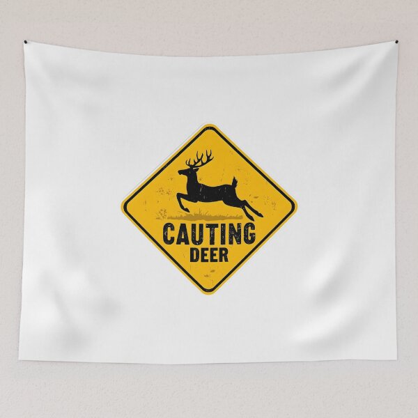 Item preview, Suicidal Deer Funny Warning Sign designed and sold by xMErCUrY03x.