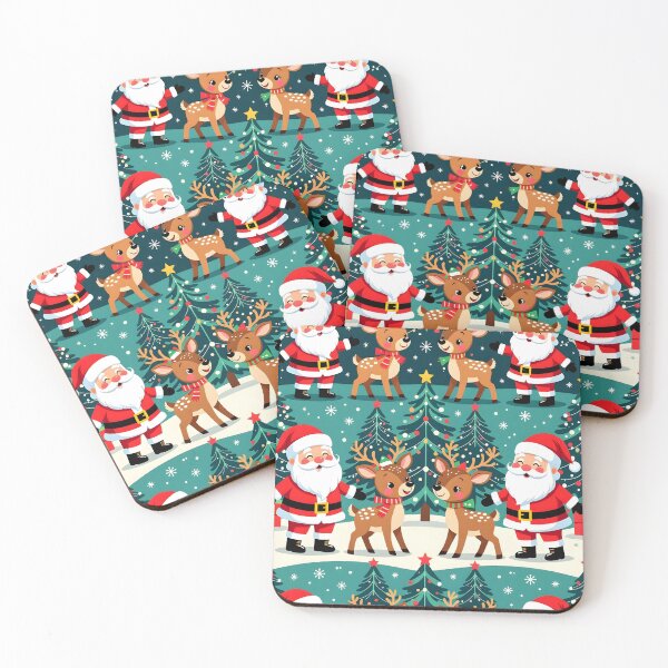 Item preview, The Illustration of Cute and Smiling Santa and Reindeer designed and sold by Pim-Crystal.