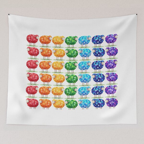 Item preview, Repeating Rainbow Sheep Colour Pattern Yorkshire Artist designed and sold by Created by Camilla.