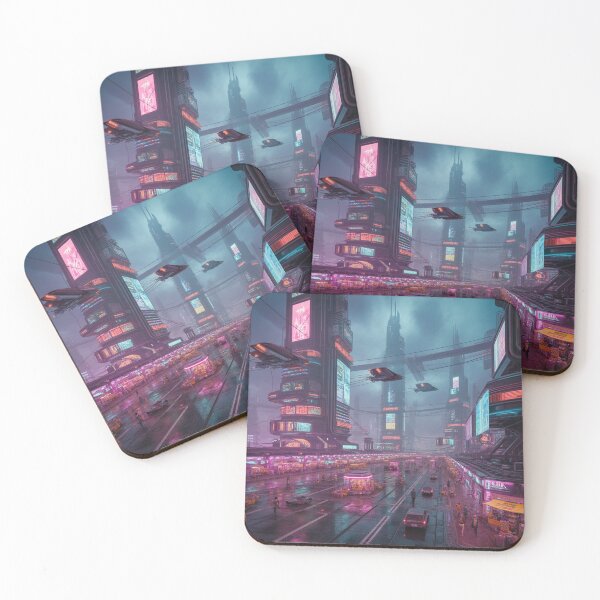 Item preview, Neon-Lit Cyberpunk Metropolis at Eternal Dusk designed and sold by Bilikaru.