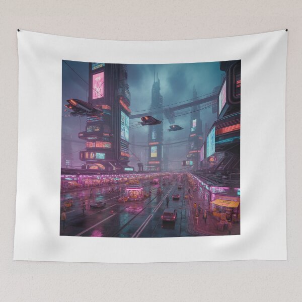 Item preview, Neon-Lit Cyberpunk Metropolis at Eternal Dusk designed and sold by Bilikaru.