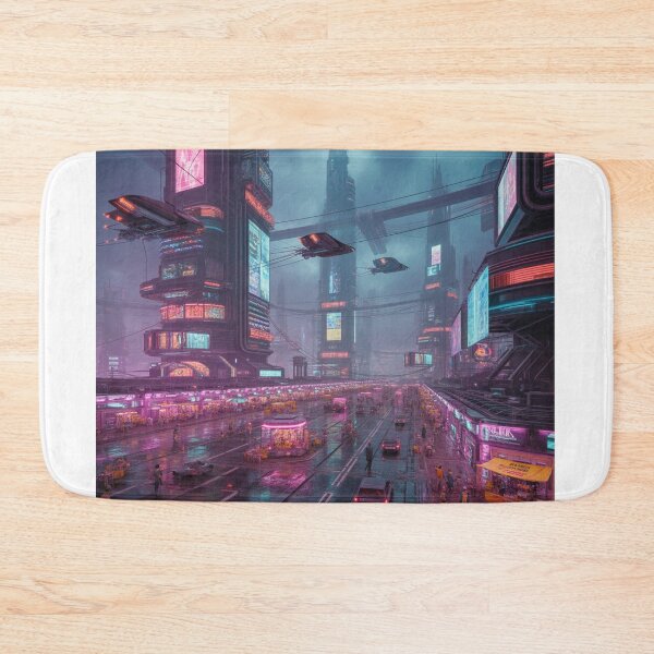 Item preview, Neon-Lit Cyberpunk Metropolis at Eternal Dusk designed and sold by Bilikaru.