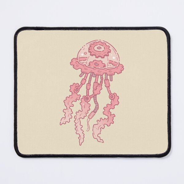 Item preview, Mechanical Steampunk Jellyfish, whimsical pink clockwork illustration designed and sold by Magnificent Lizard.