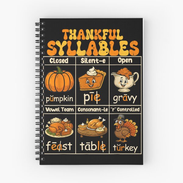 Item preview, Thankful Syllables Educational Chart, Thanksgiving Vocabulary Literacy Learning Poster designed and sold by EvelysEmelia.