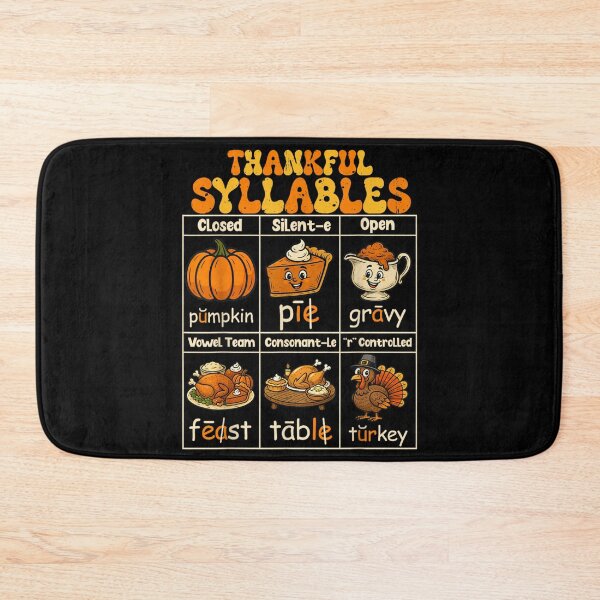Item preview, Thankful Syllables Educational Chart, Thanksgiving Vocabulary Literacy Learning Poster designed and sold by EvelysEmelia.
