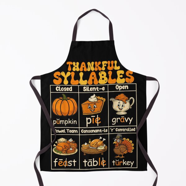 Item preview, Thankful Syllables Educational Chart, Thanksgiving Vocabulary Literacy Learning Poster designed and sold by EvelysEmelia.