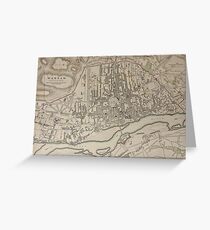 19th Century Topographical Vintage Antique Map Warsaw Poland Steampunk Greeting Card