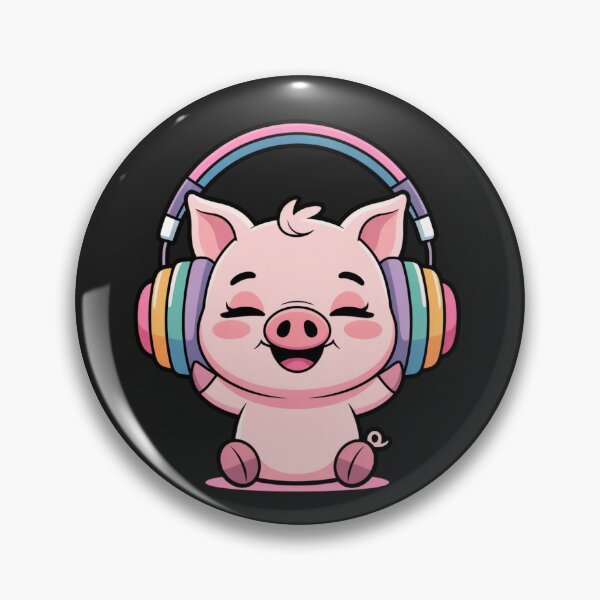 Item preview, Chibi Pig Listening to Headphones | Cute Kawaii Music Pig Art designed and sold by ColorSplash123.
