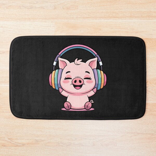 Item preview, Chibi Pig Listening to Headphones | Cute Kawaii Music Pig Art designed and sold by ColorSplash123.