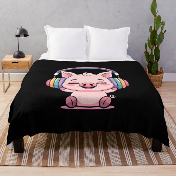 Item preview, Chibi Pig Listening to Headphones | Cute Kawaii Music Pig Art designed and sold by ColorSplash123.