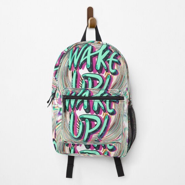 Item preview, WAKE UP! Psychedelic Swirl Typography - Neon Glitch Art designed and sold by SergioMiklos.