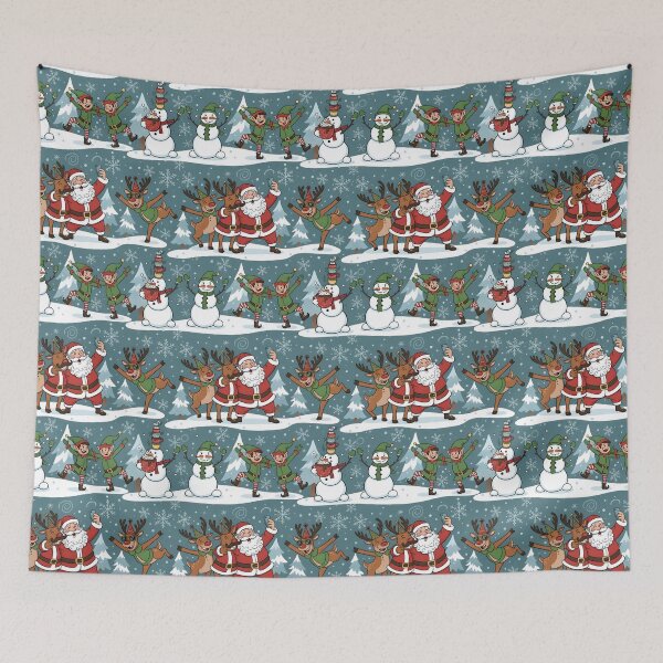 Item preview, Funny Santa & Reindeer Party Seamless Pattern | Dancing Elves, Snowmen & Cocoa Fun designed and sold by ralucasilvia87.