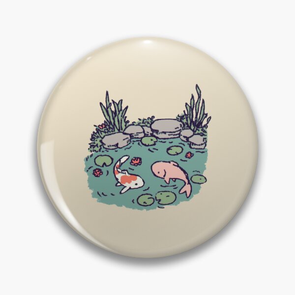 Item preview, Koi Fish Pond, whimsical pastel pond illustration designed and sold by Magnificent Lizard.