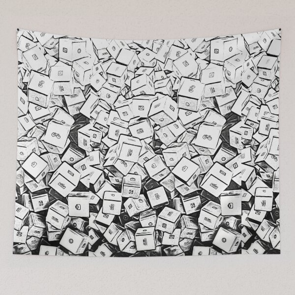 Item preview, Abstract Dice Pile Sketch - Minimal Black and White Pattern designed and sold by SergioMiklos.