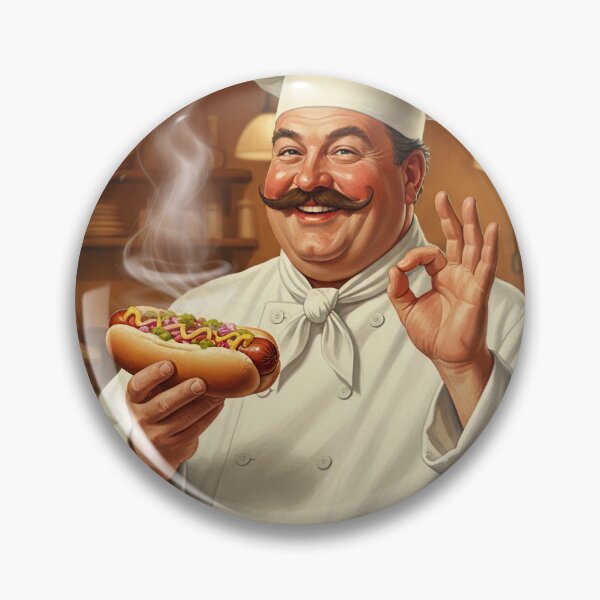 Item preview, "BEST HOTDOGS IN TOWN!" – Vintage 1950s Chef Hotdog Poster designed and sold by Cozy-Old-Pub.