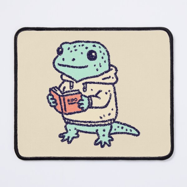 Item preview, Gecko Reading Book, cozy pastel textured illustration of a hoodie lizard designed and sold by Magnificent Lizard.