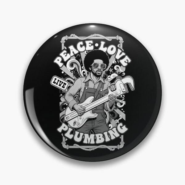 Item preview, Funny Plumber Peace Love Plumbing Retro 70s Pipe Wrench designed and sold by GrandeDuc.