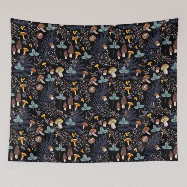 Item preview, dark wild forest mushrooms designed and sold by smalldrawing.
